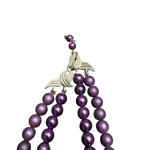 Vintage Purple Moonglow Graduated Double Strand Beaded Necklace - Picture 5 of 9